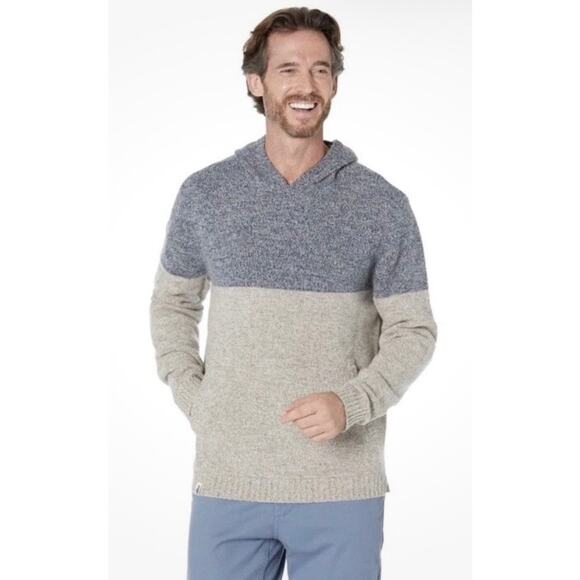 Johnnie-O Merino Wool Sonny 5 Guage Hoodie Pullover Sweater Havana Men's XL